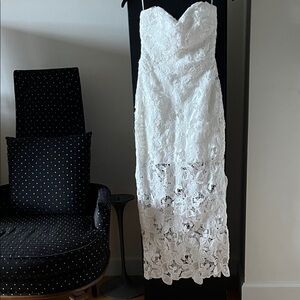 Lena Strapless White Lace Dress